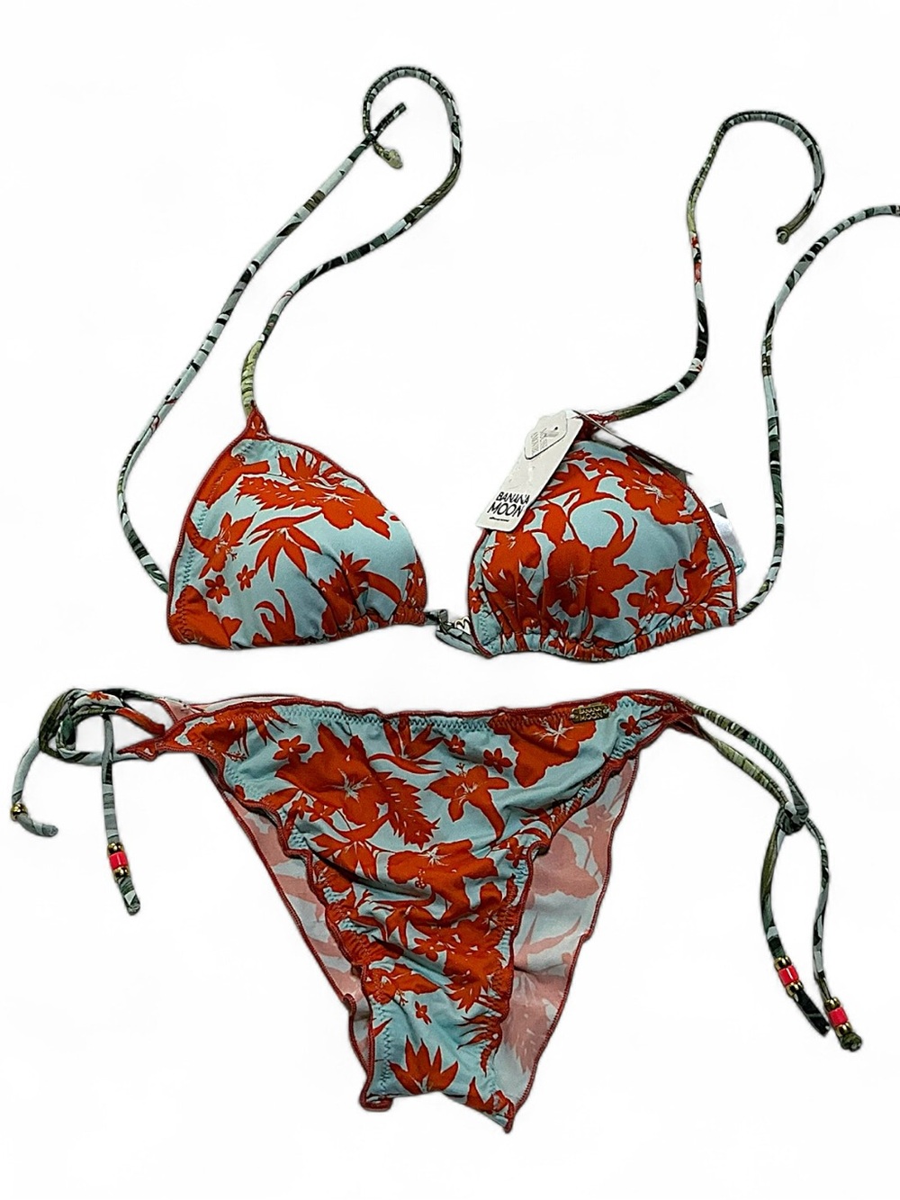 Blue & Rust Floral String Bikini - Banana Moon NWT